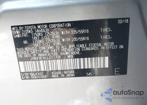 2018 Toyota Rav4 Limited from USA, damaged, VIN JTMDFREV6JJ211708
